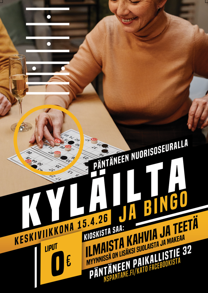 Kyläilta 15.4.2026 Päntäneen nuorisoseurantalolla.